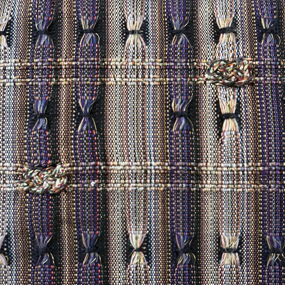 名古屋帯 秀品 八寸名古屋帯 松葉仕立て 縞 幾何学模様 金糸 紫 正絹