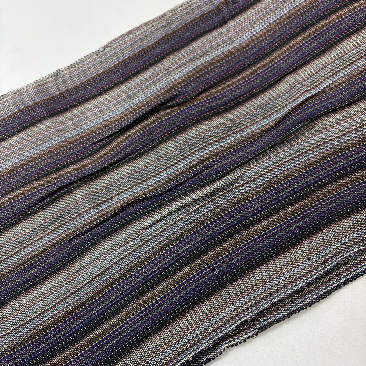 名古屋帯 秀品 八寸名古屋帯 松葉仕立て 縞 幾何学模様 金糸 紫 正絹