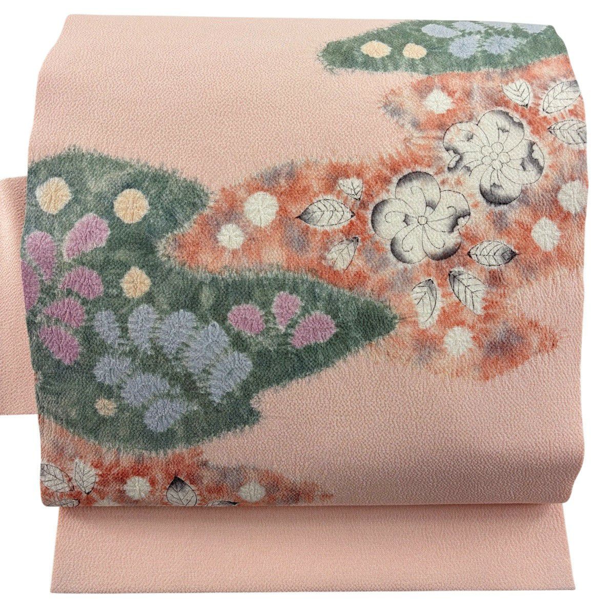 名古屋帯 秀品 辻が花柄 縮緬 薄ピンク 正絹｜中古・古着・リサイクル