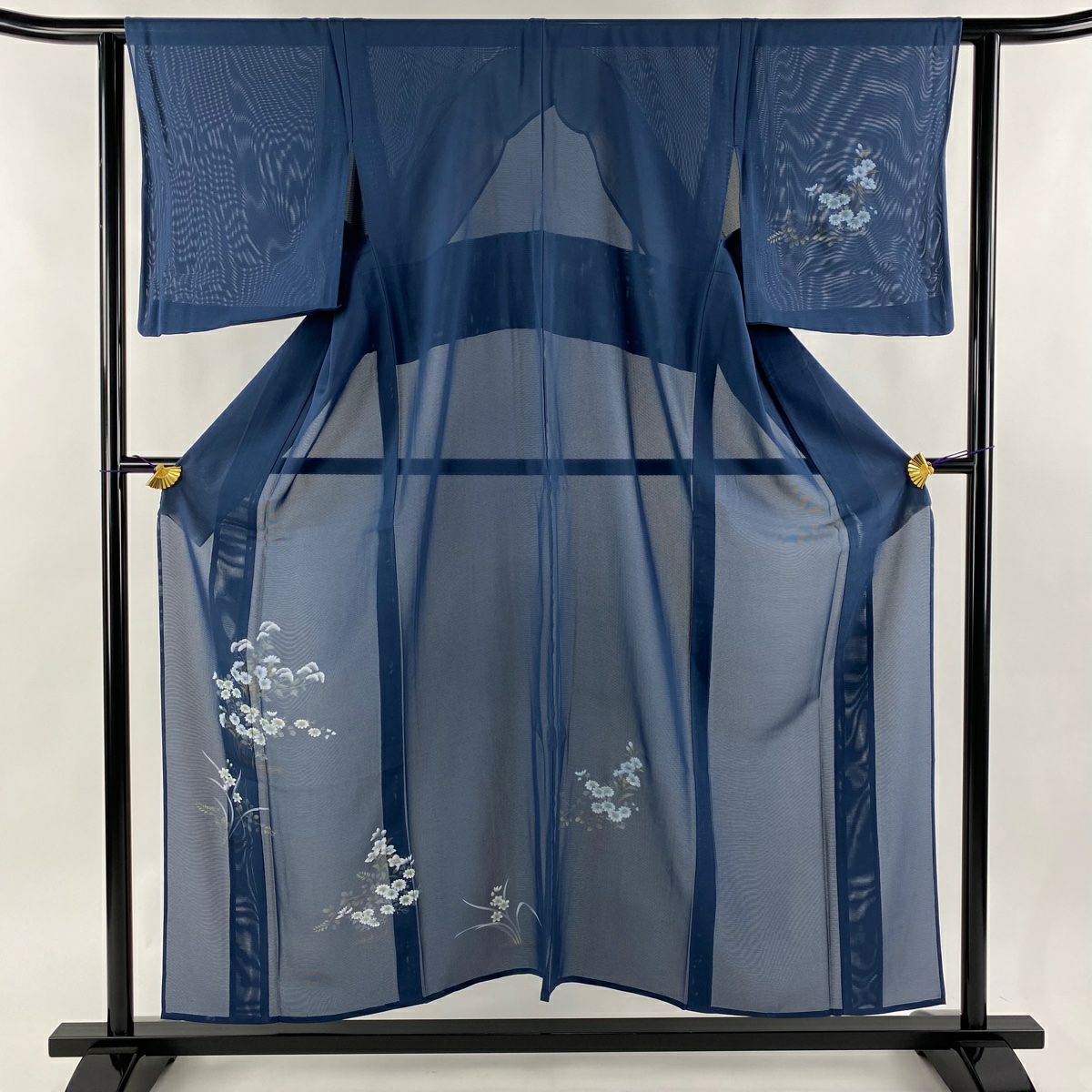 50%OFF 付下げ 身丈160cm 裄丈66cm M 袷 秋草 金糸 金彩 墨色