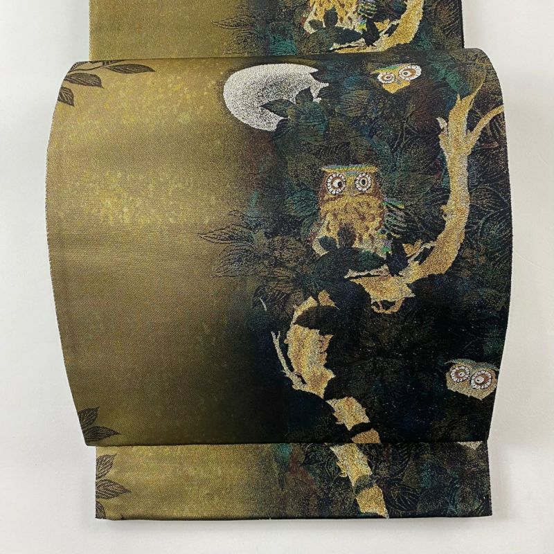 ルミナス　袋帯　中古品 袋帯 美品 秀品 桜 霞 金糸 箔 灰紫 六通 正絹｜中古・古着