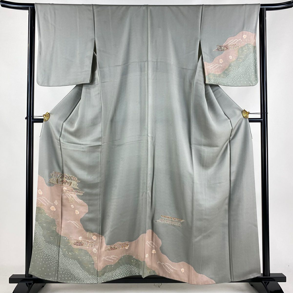 訪問着 身丈166.5cm 裄丈70cm L 袷 袋帯セット 落款あり 道長 訪問着 身丈166.5cm 裄丈70cm L 袷 袋帯セット 落款あり 道長