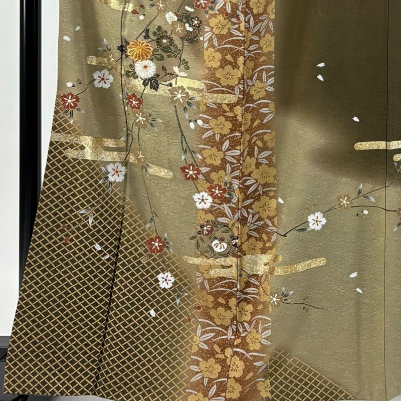長襦袢用反物 新品未使用 呉服屋購入 13.5メートル ブルーグラデーション 岡重 送料無料 呉服屋 長襦袢 反物 ゾウ柄 女物 洗える 生地