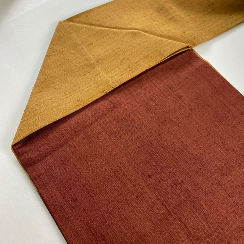 名古屋帯 美品 秀品 紬地 関西仕立て 葡萄 霞 刺繍 えんじ色