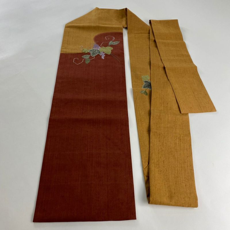 紬八寸名古屋帯（抽象花文）長371 正絹美品 Kisste 博多帯 名古屋帯 正絹 博多名古屋帯 新品 八寸名古屋帯
