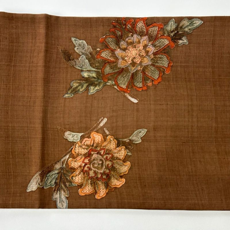【美品】訪問着フルセット　遠州茶色　暈し染め　絞りや刺繍　唐織　六通袋帯 美品】訪問着フルセット 遠州茶色 暈し染め 絞りや刺繍 唐織 六