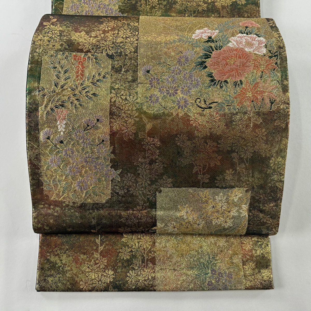 袋帯 美品 秀品 貴妃聚宝文 本金箔 金銀糸 金色 六通 正絹｜中古