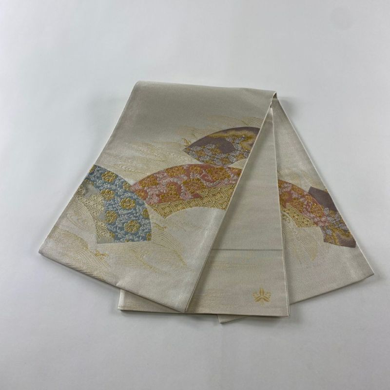 竹模様 染め 白色 紬 正絹 太鼓柄 袋帯 O25 竹模様 染め 白色 紬 正絹 太鼓柄 袋帯 O25 - メルカリ