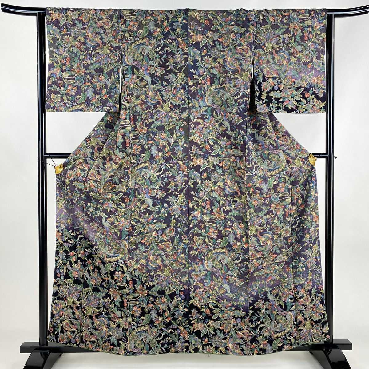 付下げ 身丈158.5cm 裄丈65.5cm M 袷 バチ衿 背抜き 草花 金彩