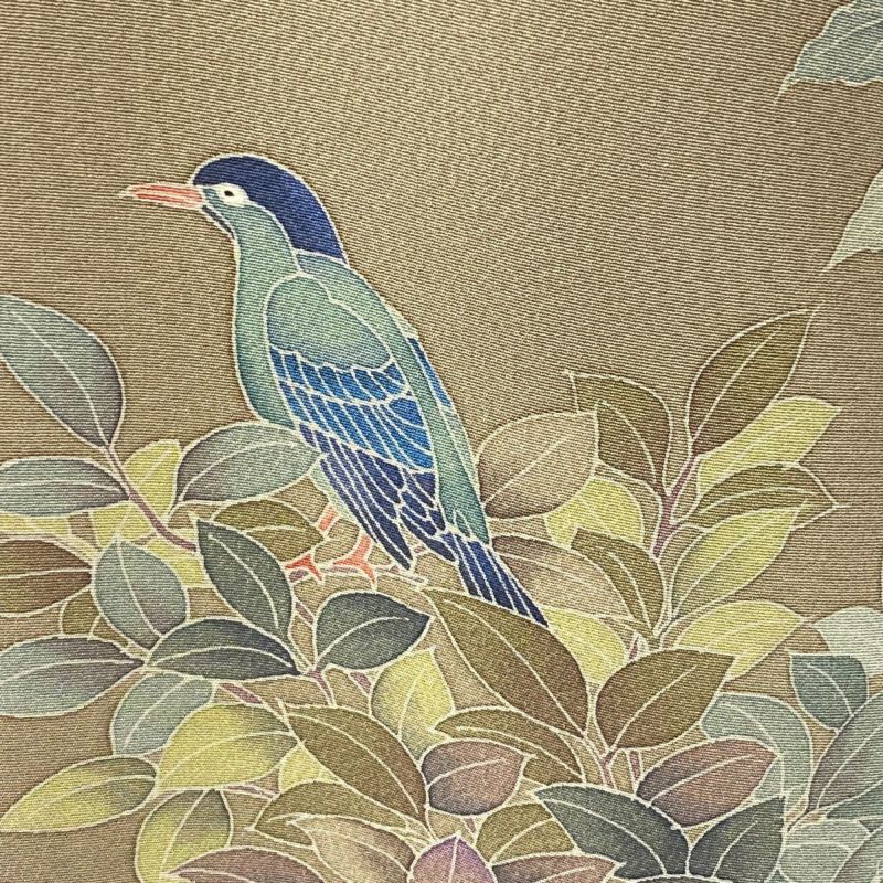 訪問着 身丈165cm 裄丈66.5cm M 袷 田村哲彦 落款あり 樹木 鳥 訪問着 身丈165cm 裄丈66.5cm M 袷 田村哲彦 落款あり 樹木 鳥