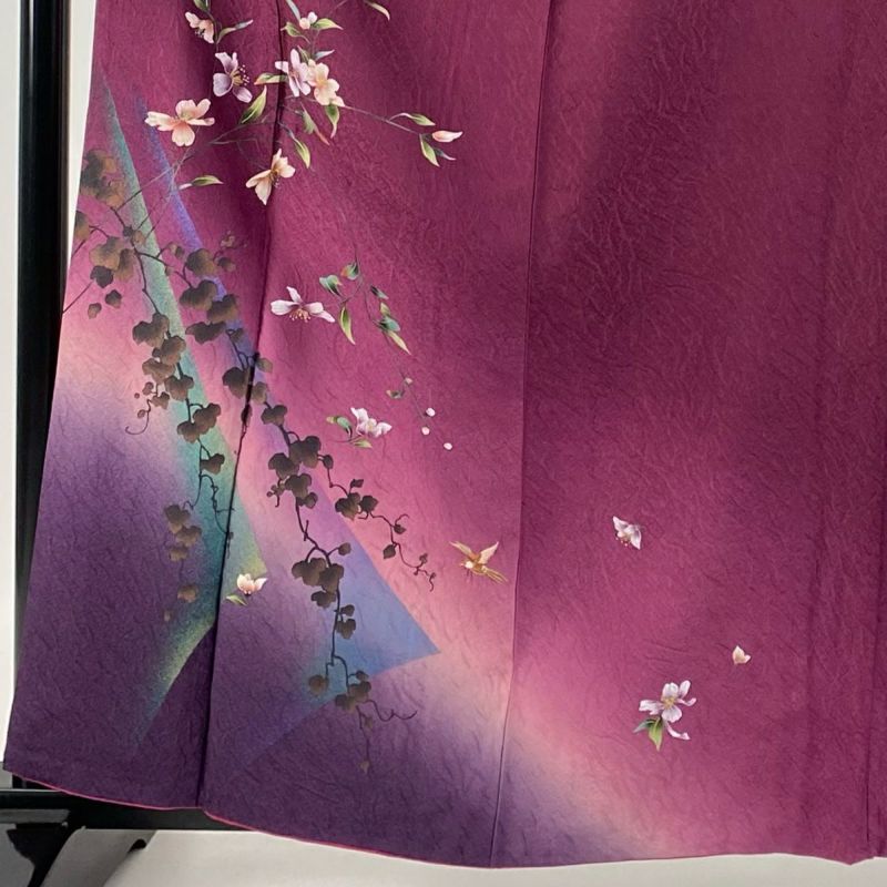 J47新品　やまと誂え　正絹単衣長襦袢　辻ヶ花模様　パープル　居敷当て＆半衿付き 刺繍半衿付き正絹長襦袢-Mサイズ No.ZA-5701-02のレンタル