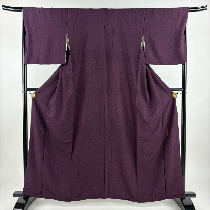 美品！単衣＊通し小紋＆江戸小紋寄せ＊黒紫色＊訪問着＊横幅大＊１６３ｃｍ＊裄６８ 美品！単衣＊通し小紋＆江戸小紋寄せ＊黒紫色＊訪問着＊横幅大