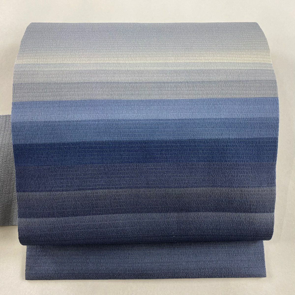 名古屋帯 美品 秀品 夏帯 絽 縞 青灰色 正絹|中古・古着 名古屋帯 美品 秀品 夏帯 絽 縞 青灰色 正絹|中古・古着