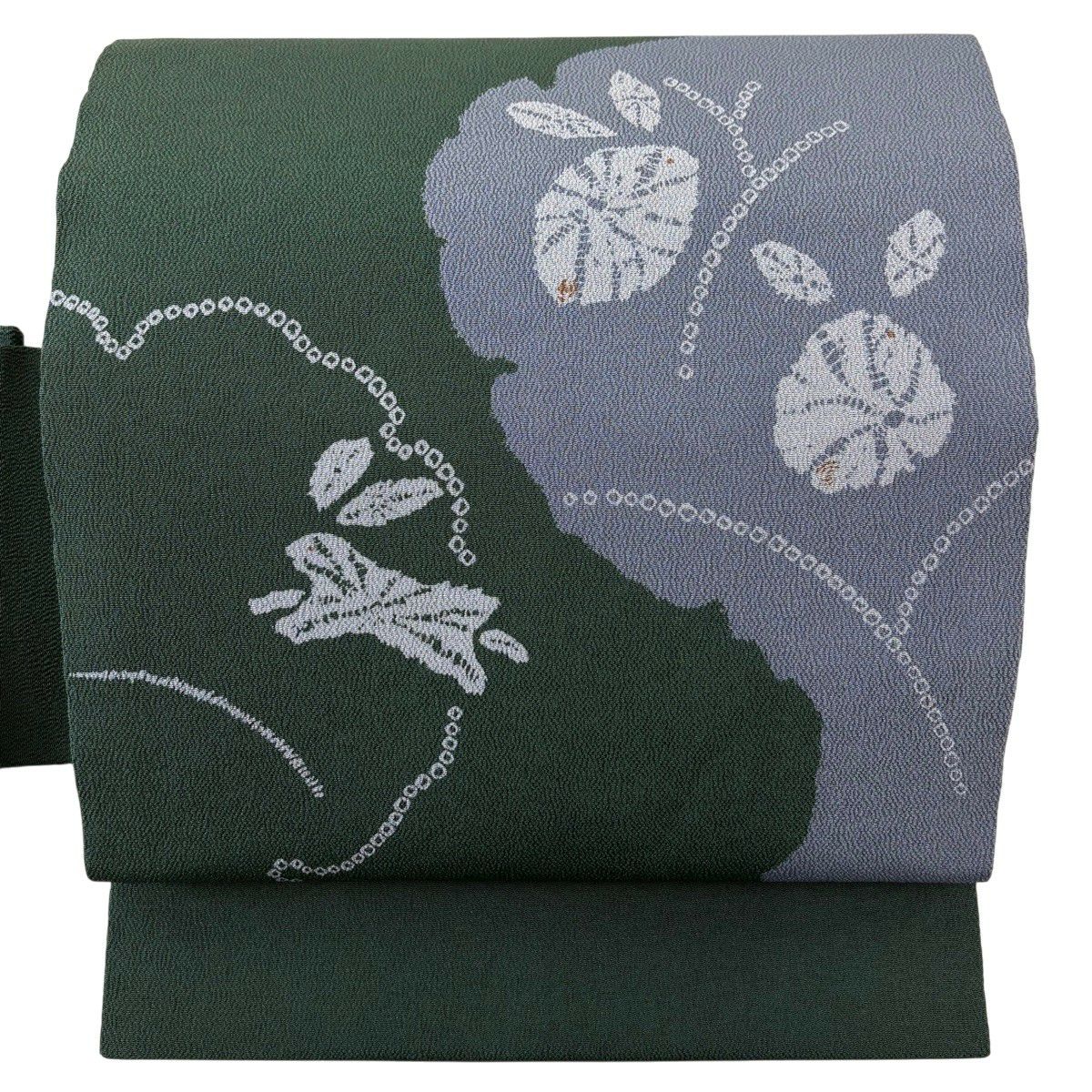 雪輪 兎 名古屋帯 正絹 美品】 名古屋帯 秀品 うさぎ 雪輪 緑 正絹｜中古・古着・リサイクル