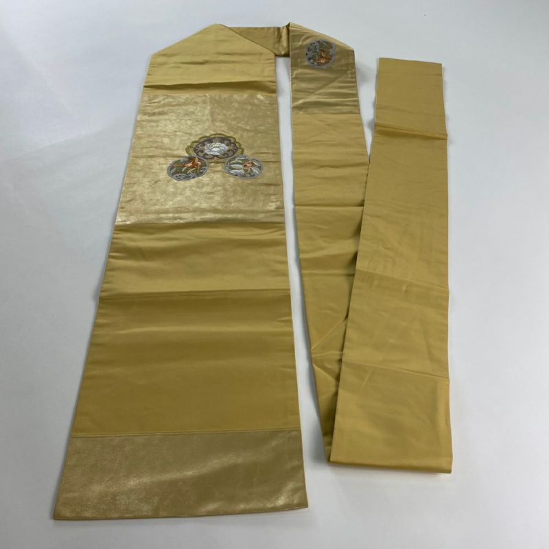 名古屋帯 正絹 金糸織込み 上品な花唐草 九寸 U-6511 名古屋帯 正絹 金糸織込み 上品な花唐草 九寸 U-6511 - メルカリ