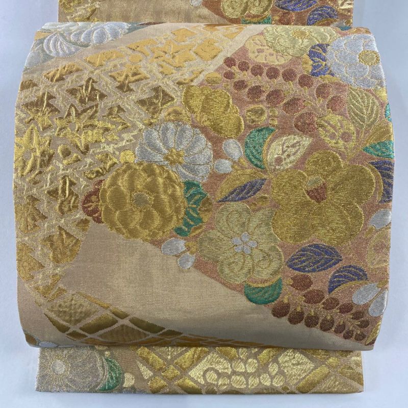 RMQZ様　AO-3819 袋帯 芳園の椿 美しい加工 正絹 RMQZ様 AO-3819 袋帯 芳園の椿 美しい加工 正絹