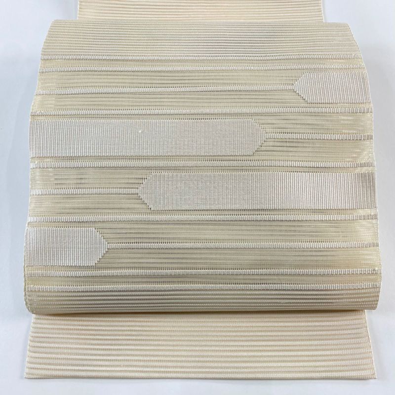 新品未着用　さく研究所　正絹　絽八寸名古屋帯　蓮　松葉仕立て 名古屋帯 秀品 夏帯 絽 八寸名古屋帯 松葉仕立て トンネル仕立て