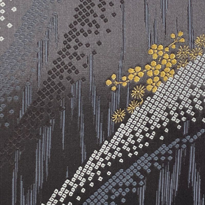 袋帯 美品 秀品 織工房 千喜 松梅 波 金糸 灰紫 六通 正絹｜中古