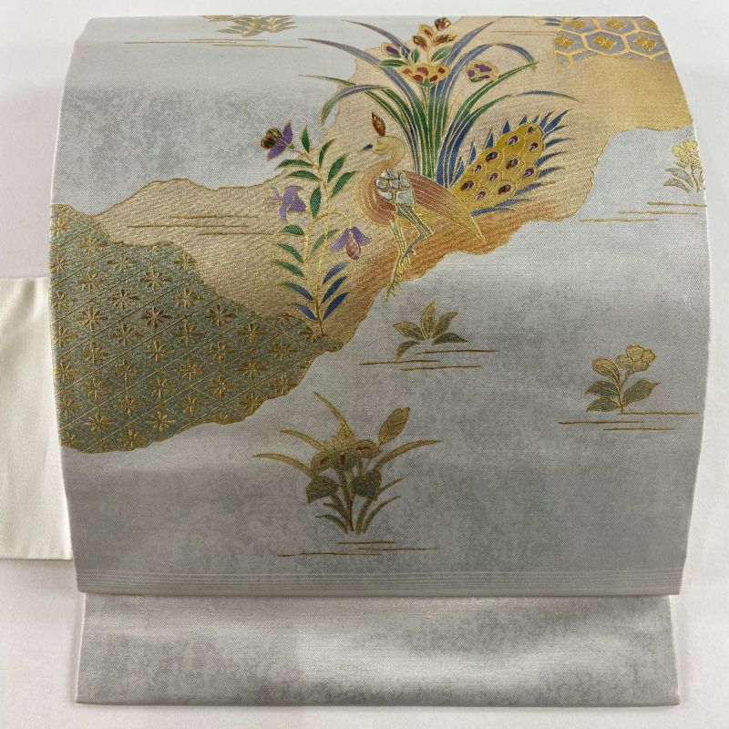 専用ページ　正絹　名古屋帯　【花唐草】No.2620 名古屋帯 花唐草 地模様 素敵なデザイン 九寸 正絹 MO-832