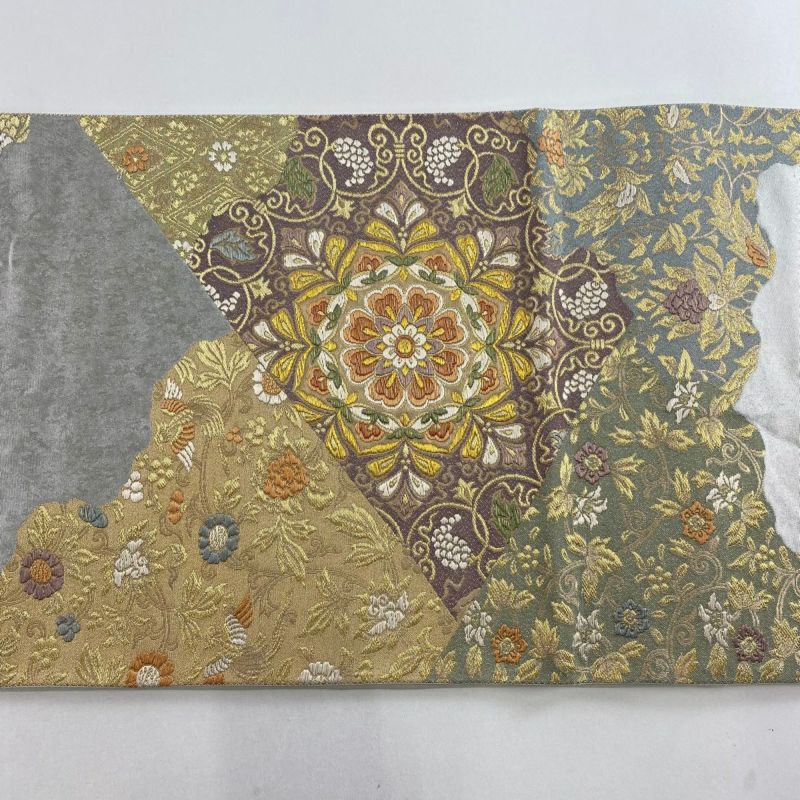金銀糸箔正絹バッグ✨希少　美品 袋帯 美品 秀品 椿 菊 金銀糸 箔 金色 六通 正絹｜中古・古着