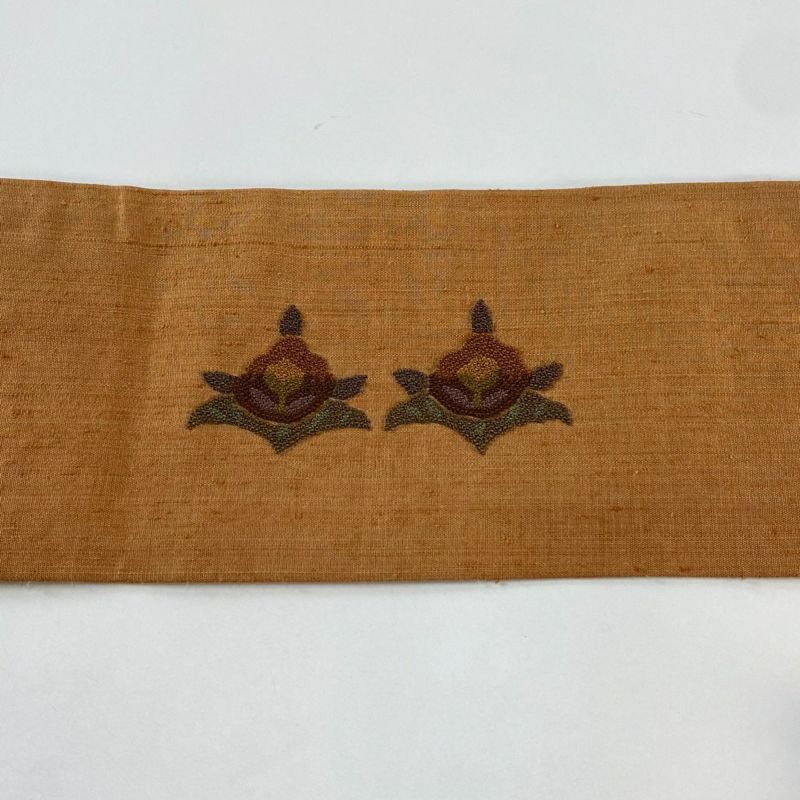 名古屋帯 長尺 相良に汕頭刺繍 真綿紬 正絹 帯 着物 AO-848 名古屋帯 長尺 相良に汕頭刺繍 真綿紬 正絹 帯 着物 AO-848 着物