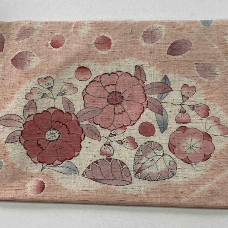 No.2587 正絹草花文様紬　美品 名古屋帯 秀品 紬地 草花 ピンク 正絹｜中古・古着・リサイクル
