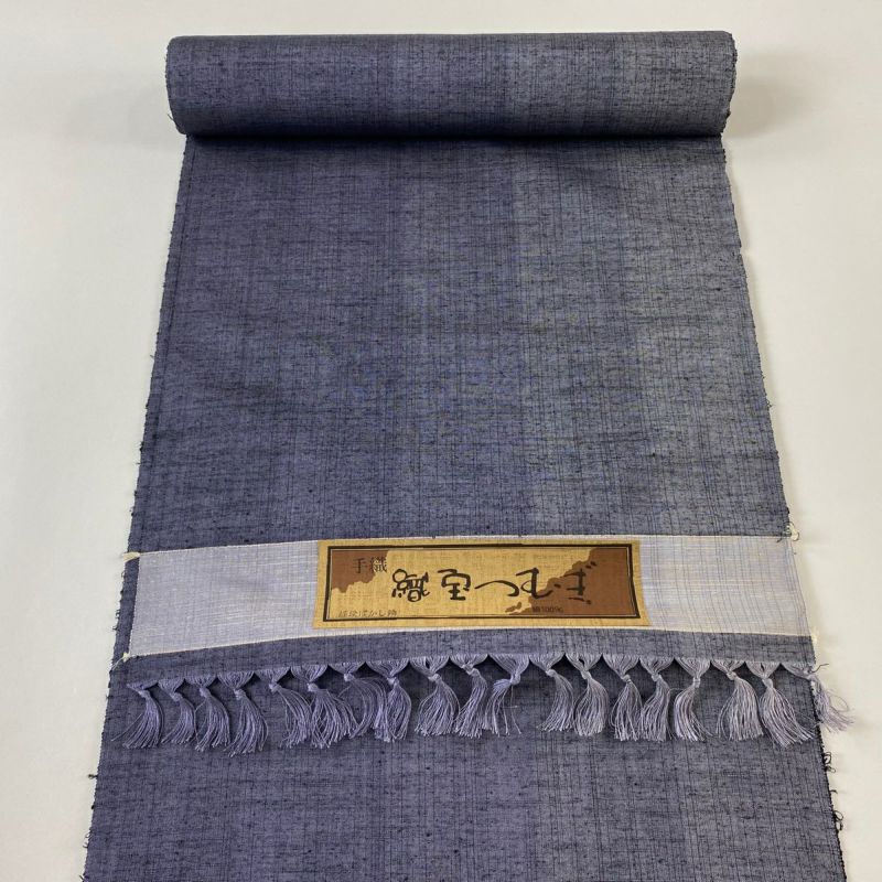 反物 秀品 紬 織宝つむぎ 縦縞 灰紫 正絹｜中古・古着