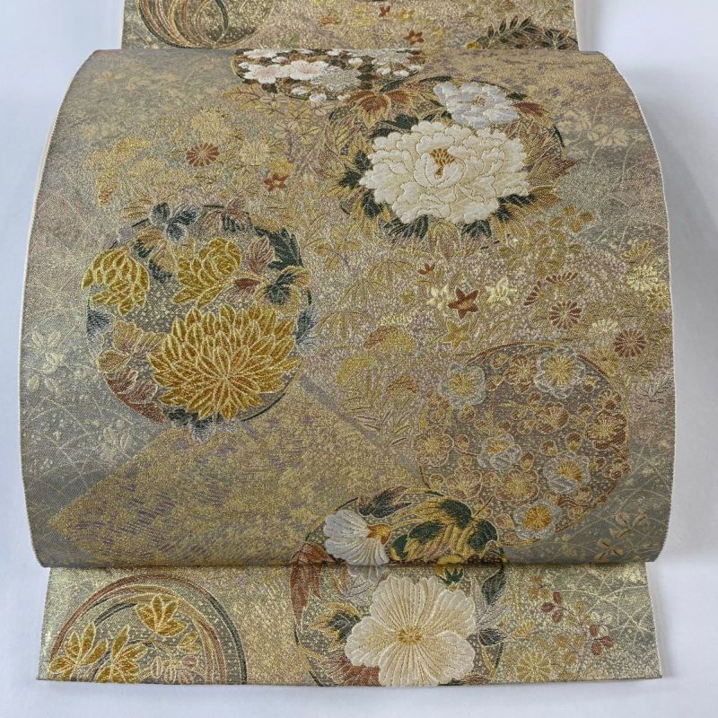 美品 淵銀地 金銀 菱形紋様 花丸文様 菊 正絹 袋帯 二重太鼓 作り帯 楽天市場】作り帯 お太鼓（種類（帯）袋帯）の通販