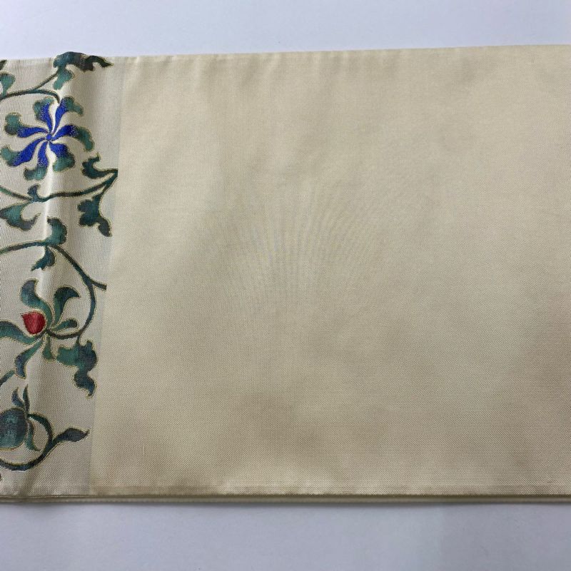 チロリアン アルプスの小花 新品 正絹 現代物 京袋帯 六通 リサイクル着物】袋帯 正絹 紺鼠色（こんねずいろ） 西陣織 洛陽