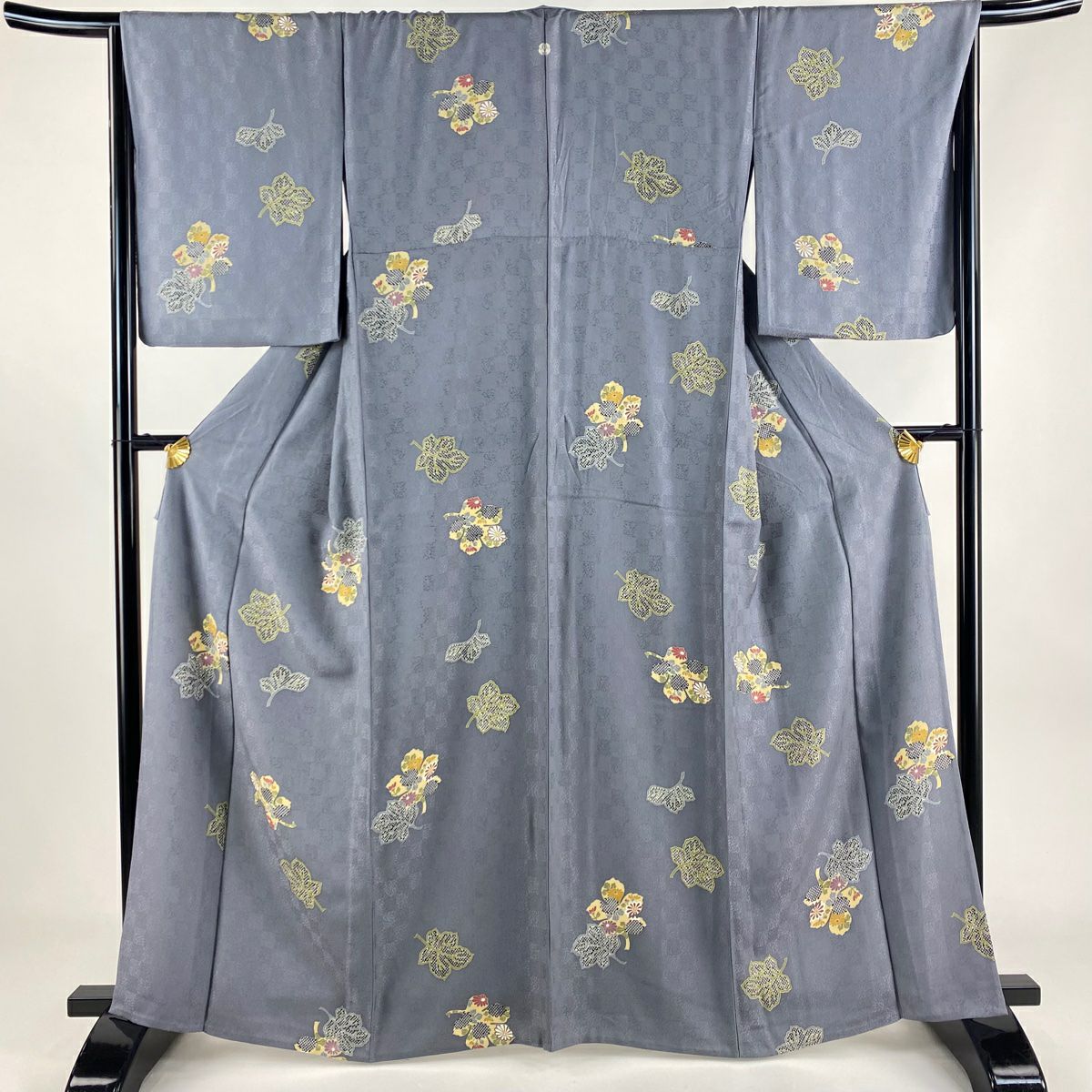 江戸小紋 身丈160.5cm 裄丈66cm M 単衣 毛万筋 灰色 正絹 名品