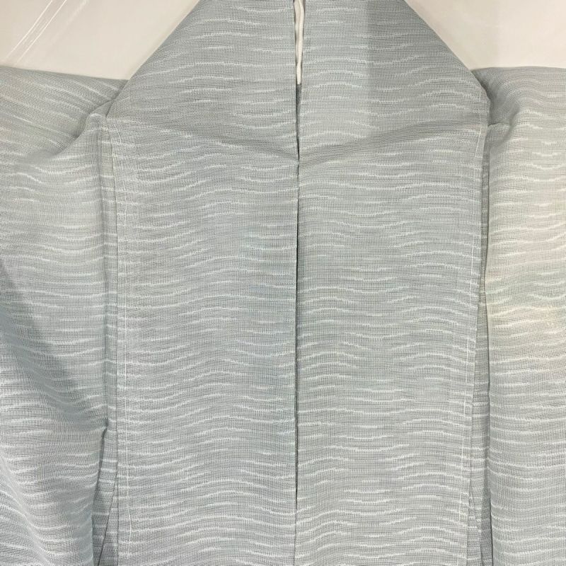 付下げ 身丈165cm 裄丈68.5cm L 薄物 紗 流水 霞 銀糸 銀彩 青