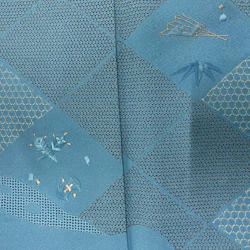 付下げ　袷　正絹　草花刺繍　古典模様　柳染色　身丈151.5裄63 訪問着 身丈164cm 裄丈62.5cm S 袷 帝王紫 落款あり 華文 草花