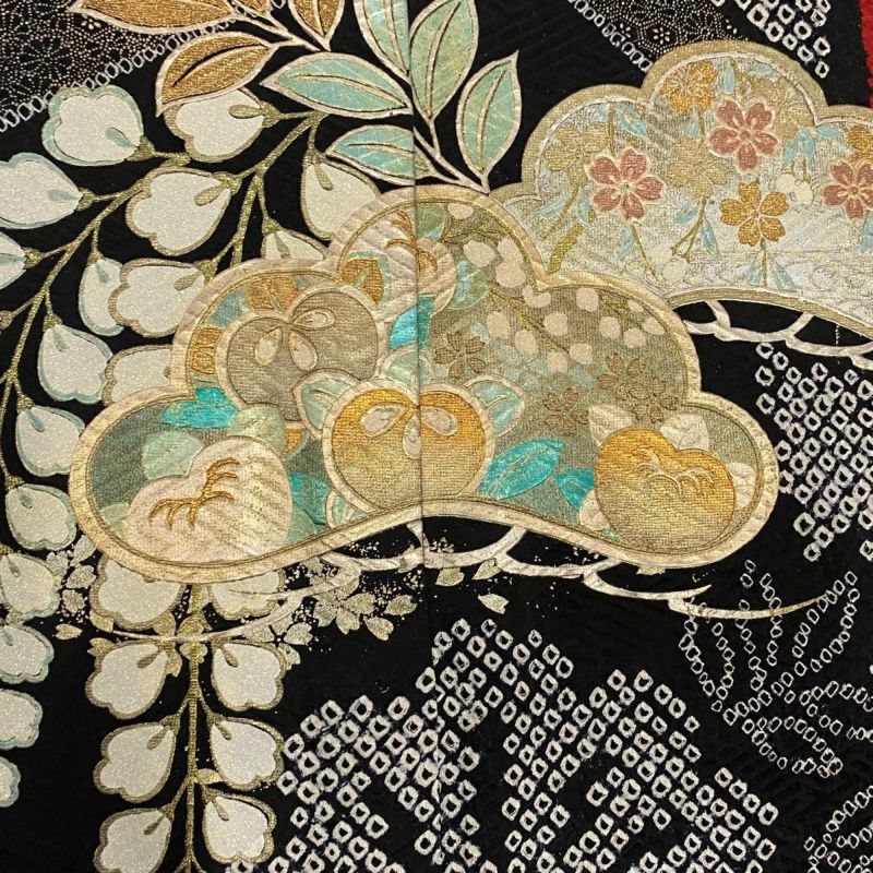 振袖 身丈165cm 裄丈68cm L 袷 やまと 笠松 橘 絞り 金銀彩 赤