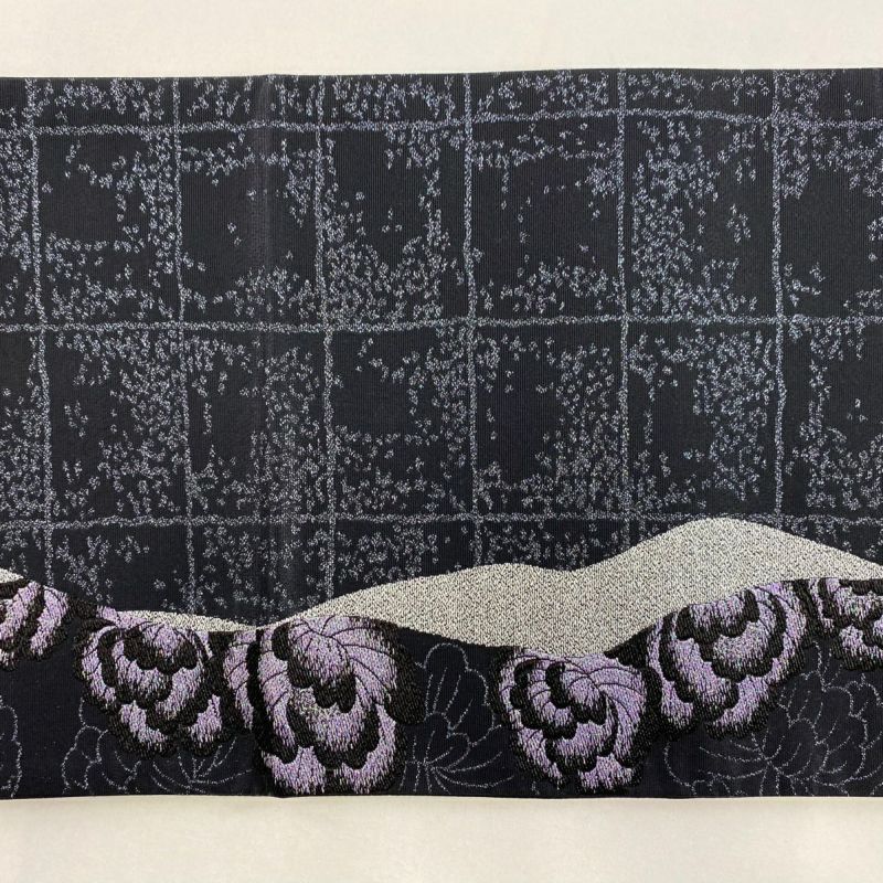 袋帯 美品 名品 草花 箔 黒 六通 正絹｜中古・古着・リサイクル