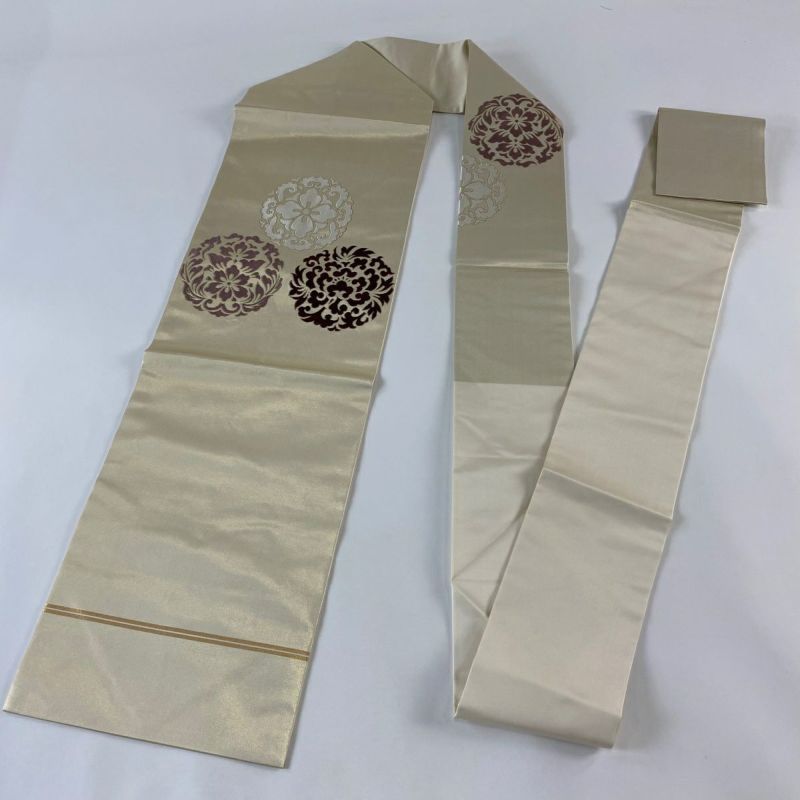 名古屋帯 美品 優品 川島織物 落款あり 華文 箔 金色 正絹｜中古