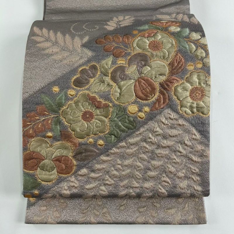 袋帯 本金糸 モール織 花唐草 正絹 AO-2093 袋帯 本金糸 モール織 花唐草 正絹 AO-2093