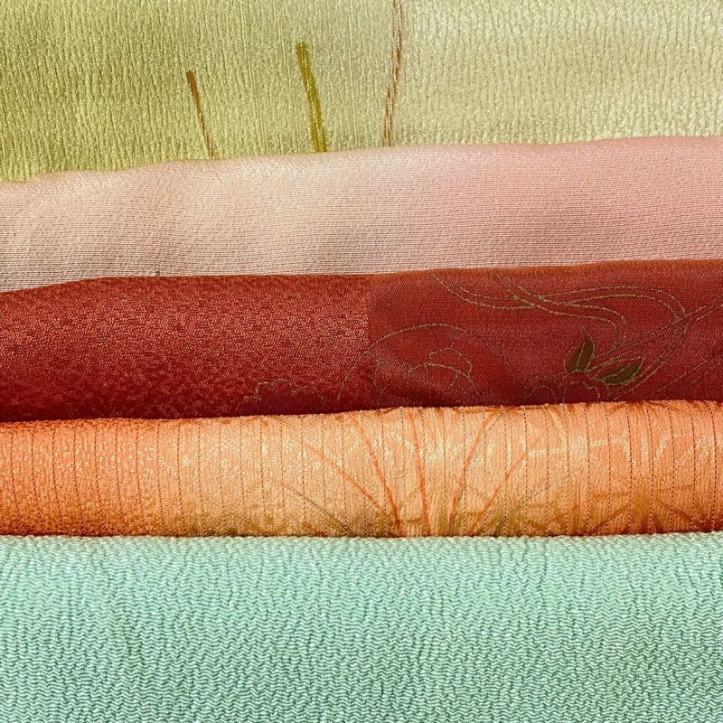 帯揚げ 優品 帯揚げ5枚セット 薄緑 正絹 和装小物｜中古・古着