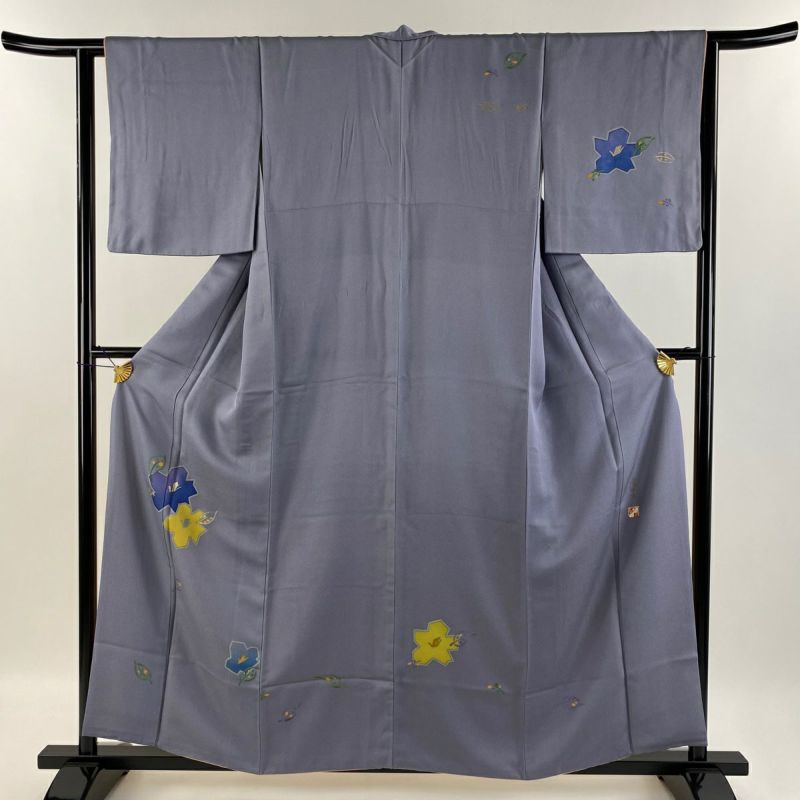 新品 付け下げ 正絹 作家物 身丈151 友禅 落款 野花とグラデーション 付下げ 身丈158cm 裄丈62.5cm S 袷 落款あり 草花 金通し 金彩