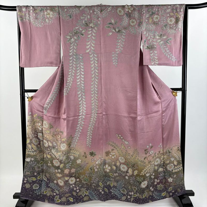 訪問着 身丈163cm 裄丈65.5cm M 袷 辻が花柄 金通し ぼかし