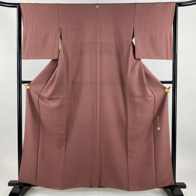 小紋 身丈159.5cm 裄丈64.5cm M 袷 落款あり 霞 鮫 赤紫 正絹 美