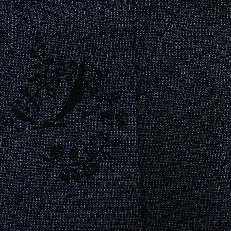 お召 身丈167cm 裄丈67.5cm L 単衣 本塩沢 証紙あり 鳥 葉柄