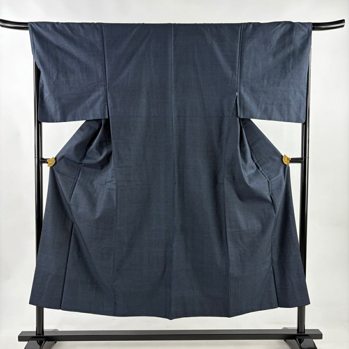 男着物 身丈148cm 裄丈67.5cm L 袷 アンサンブル 紬 亀甲絣 濃紺 正絹