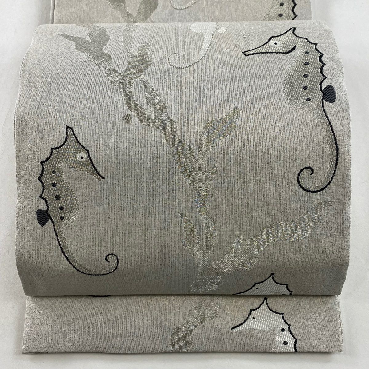 袋帯 美品 逸品 象 縞 金銀糸 ベージュ 六通 正絹|中古・古着 袋帯 美品 逸品 象 縞 金銀糸 ベージュ 六通 正絹|中古・古着
