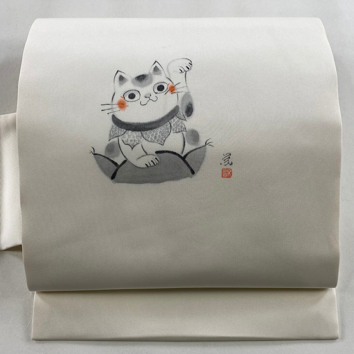 O0782 美品 逸品 お洒落 綴れ織 猫 正絹 名古屋帯 西陣織 織紫苑謹製 八寸名古屋帯「猫」 | 販売着物商品,名古屋帯