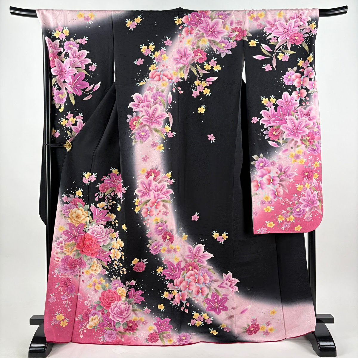 美品】 振袖 身丈170cm 裄丈68cm L 袷 牡丹 鳳凰 金銀彩 ぼかし