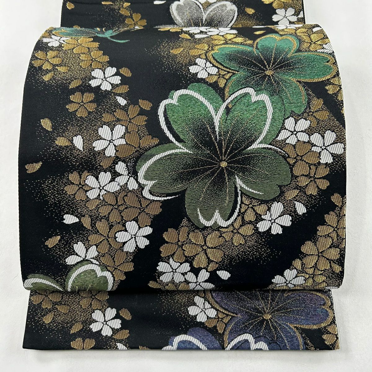 袋帯 秀品 蝶 金銀糸 箔 黒 六通 正絹｜中古・古着・リサイクル