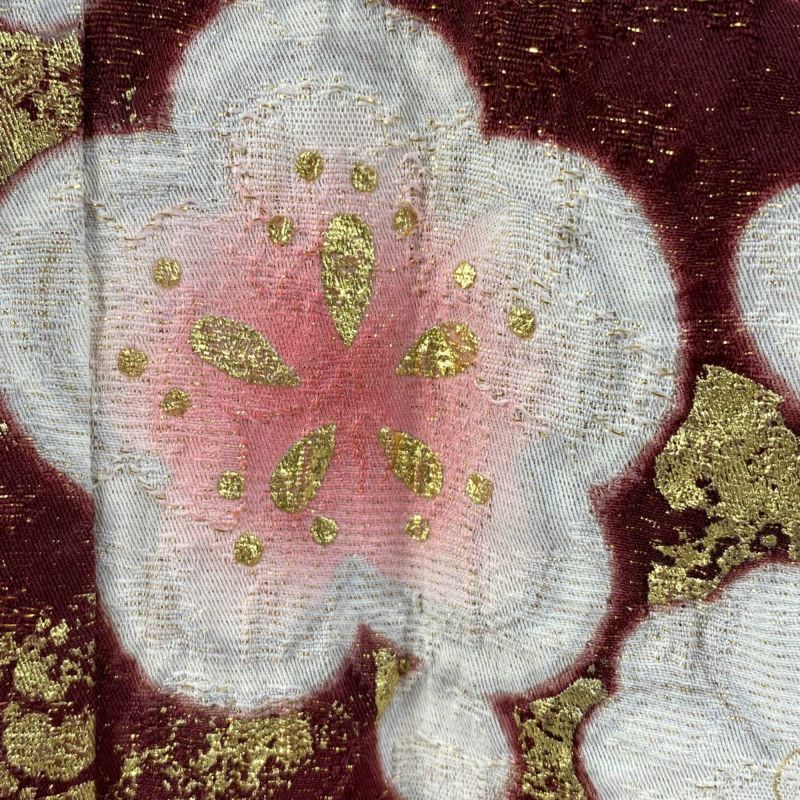 振袖 身丈165.5cm 裄丈66cm M 袷 菊 梅 金通し 金彩 えんじ色