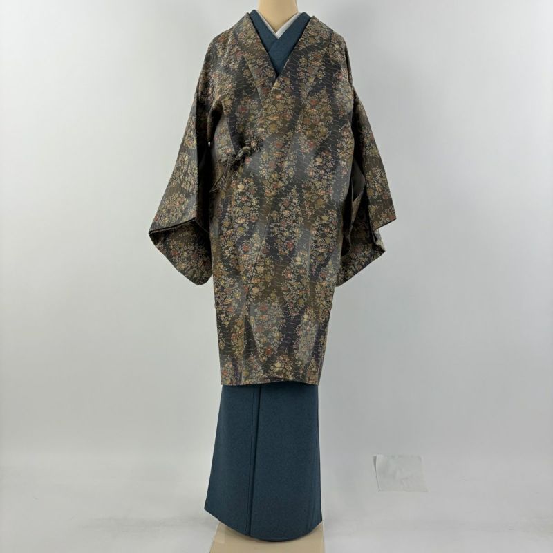 K0714 単衣袖 未使用品 逸品 お洒落 墨流し 正絹 長襦袢 居敷当付 正絹袖無双居敷当付き長襦袢