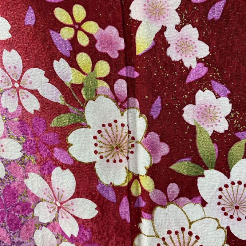 D68  振袖　桜　鶴　金彩　正絹　着物　袷　極美品 楽天市場】桜 柄 着物の通販