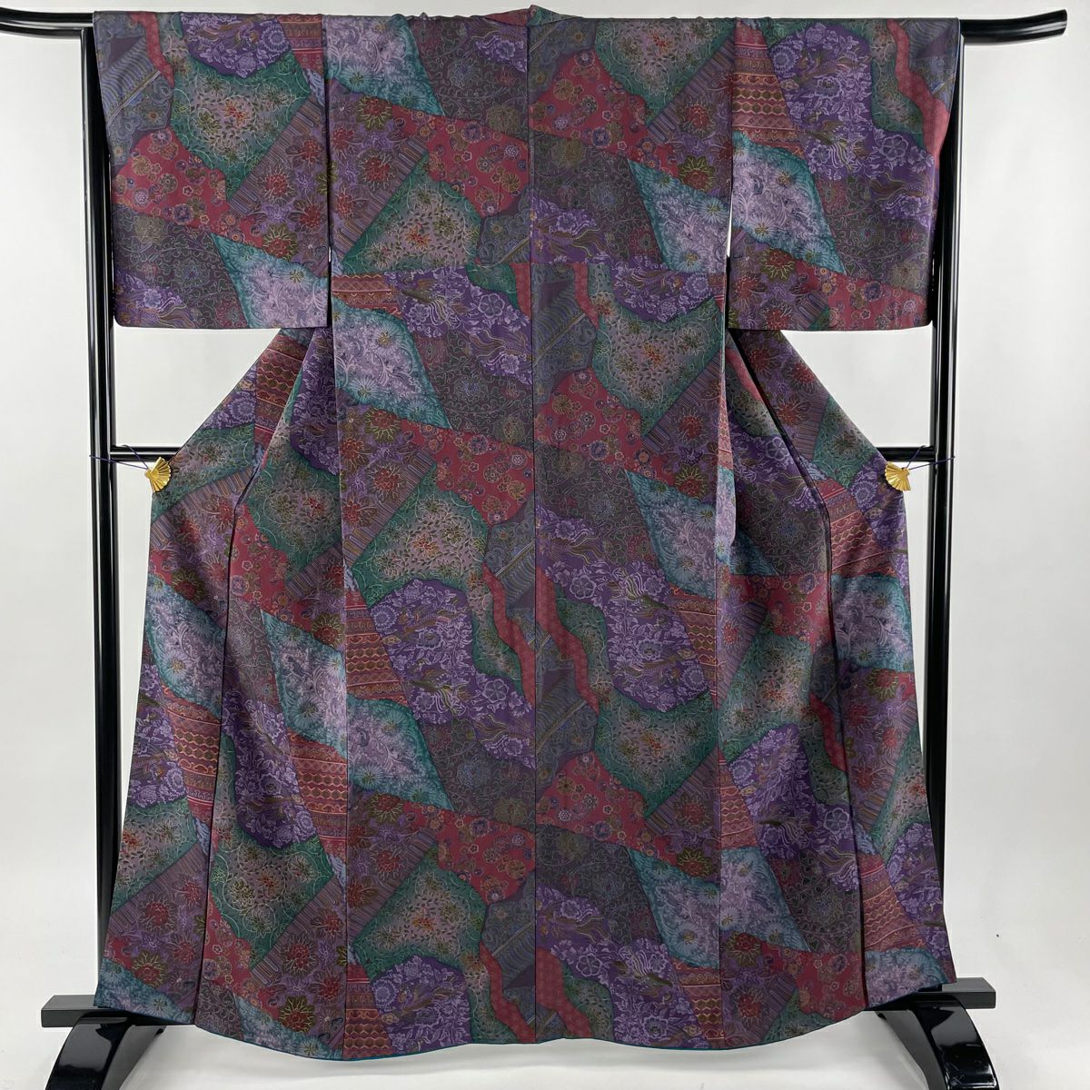 人気ブラドン 身丈161cm 浴衣 裄丈64cm 名品 美品 綿 紺色 草花 絞り浴衣 M 着物・浴衣